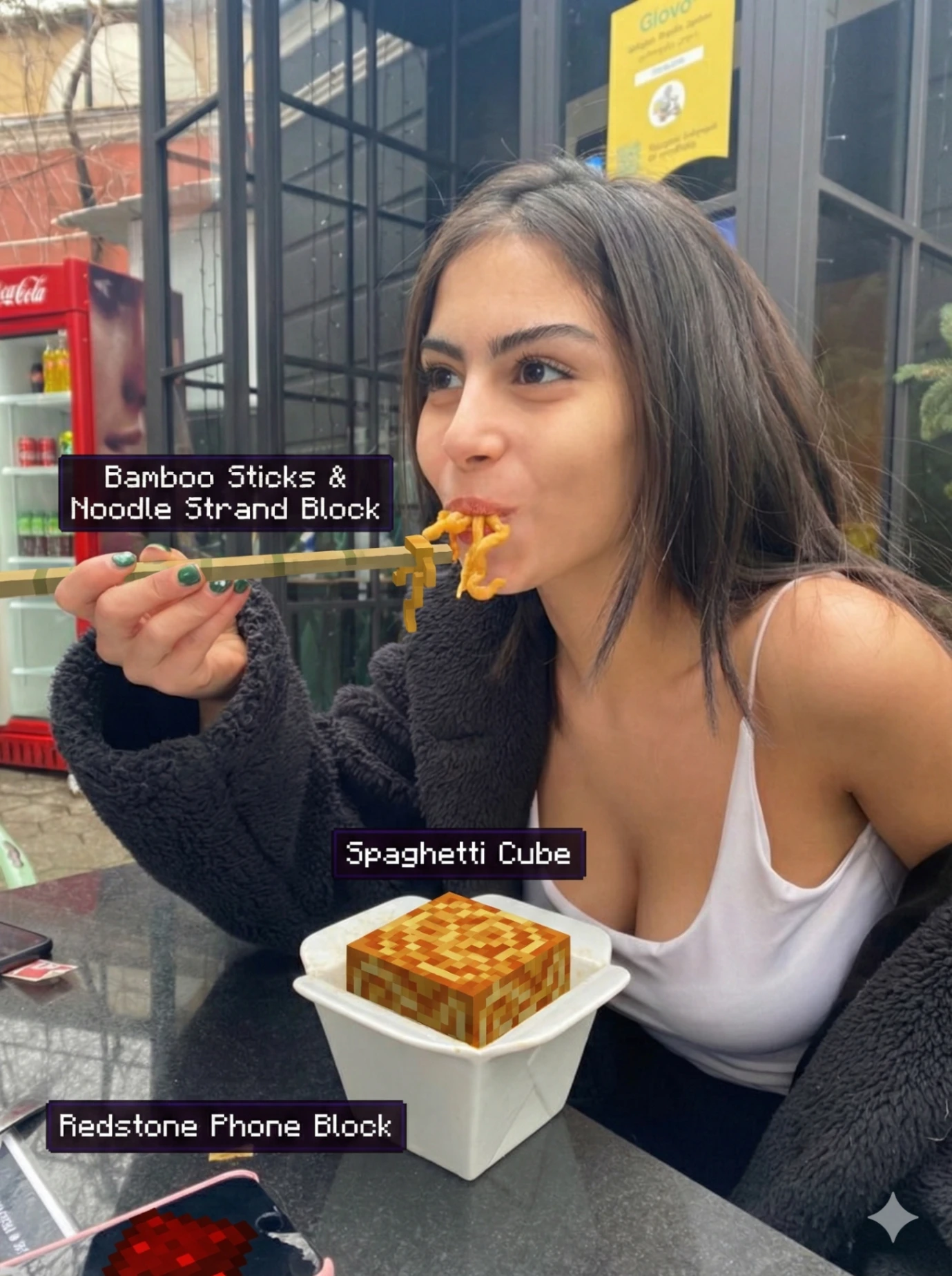 Transform Food and Items into Minecraft Style Blocks (with Labels) AI generated image example