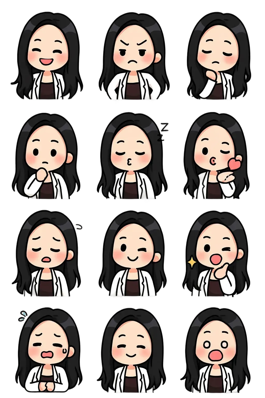 Chibi Stickers (12 Stickers) AI generated image example