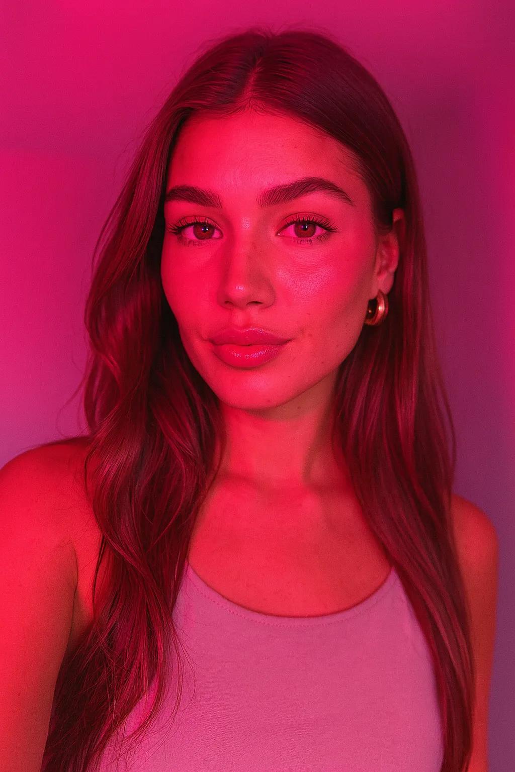 Pink Light Effect Selfie AI generated image example