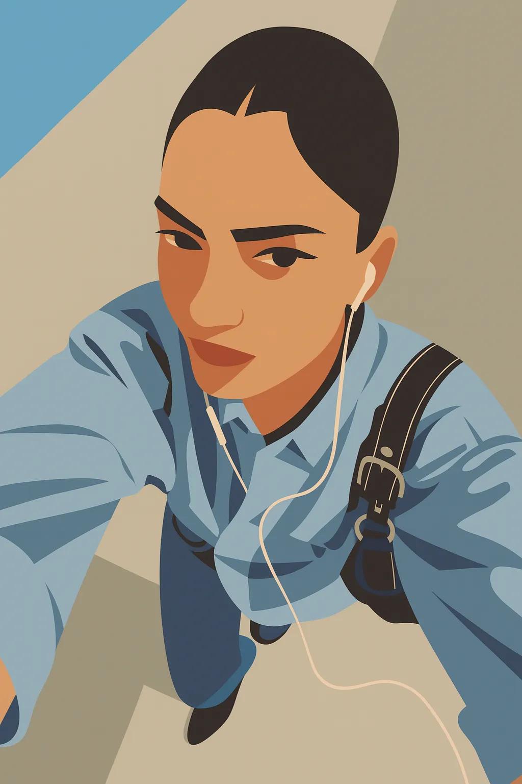 Bold Minimal Realism Illustration (Alex Katz inspired) AI generated image example