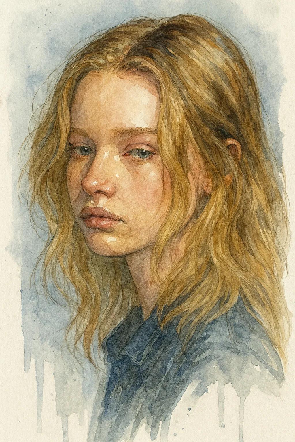 Watercolor Portrait Painting  AI generated image example