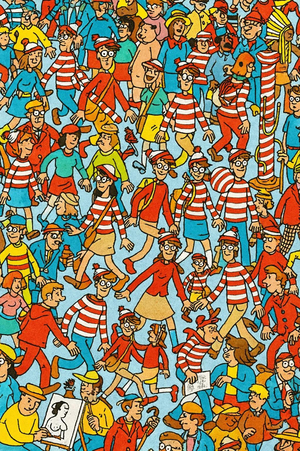 Where’s Wally? (also known as Where’s Waldo) Illustration AI generated image example