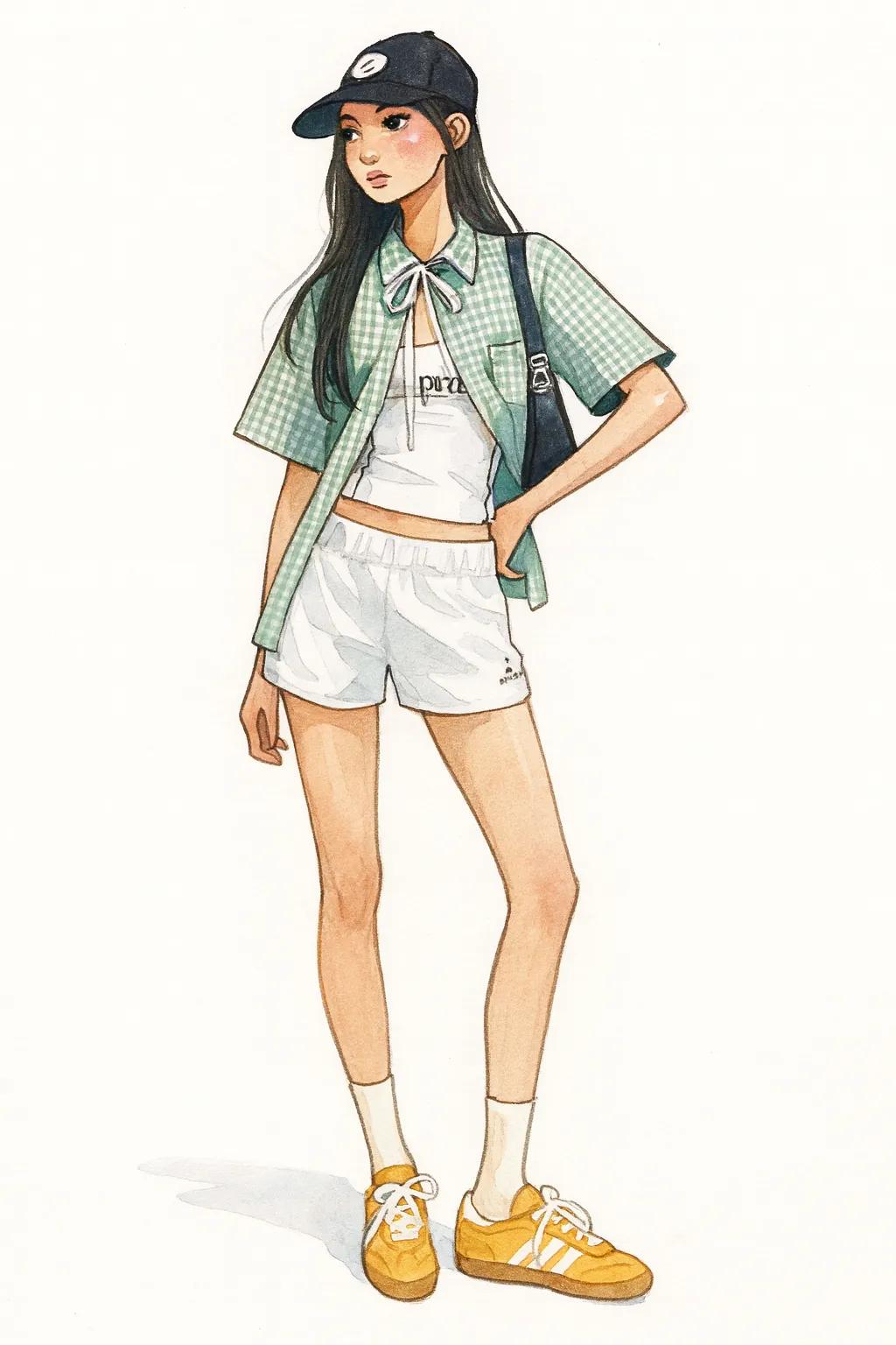 Hand-drawn Fashion Character Illustration AI generated image example
