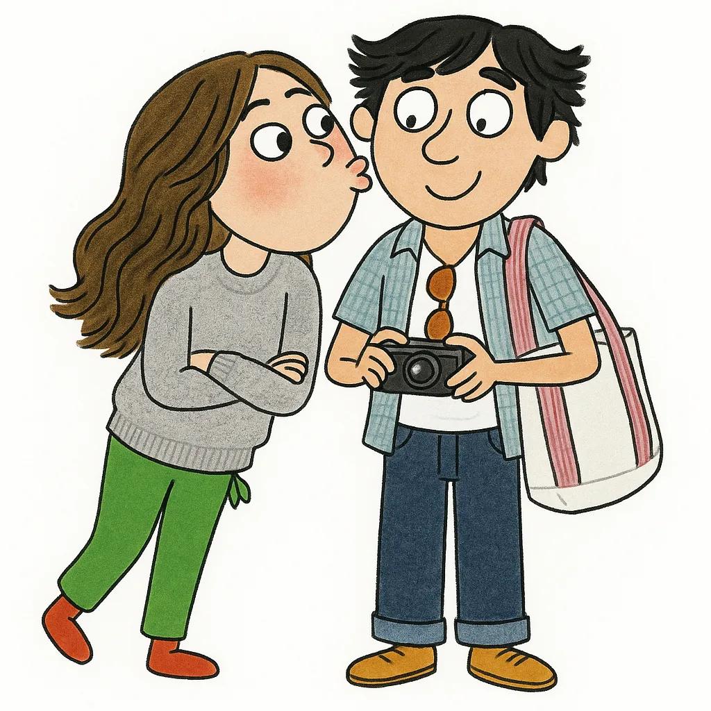 Couple Charlie & Lola Character Illustration (Kiss on the Cheeks) AI generated image example