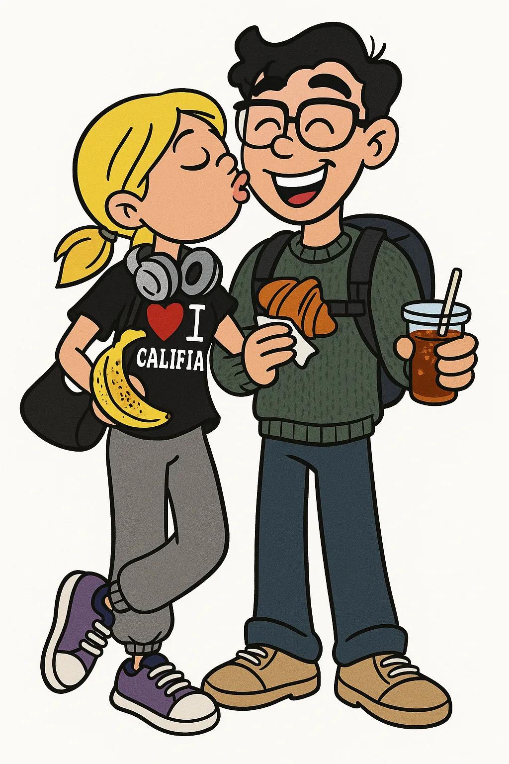 Couple Lizzie McGuire Cartoon Character (Kiss on the Cheeks) AI generated image example