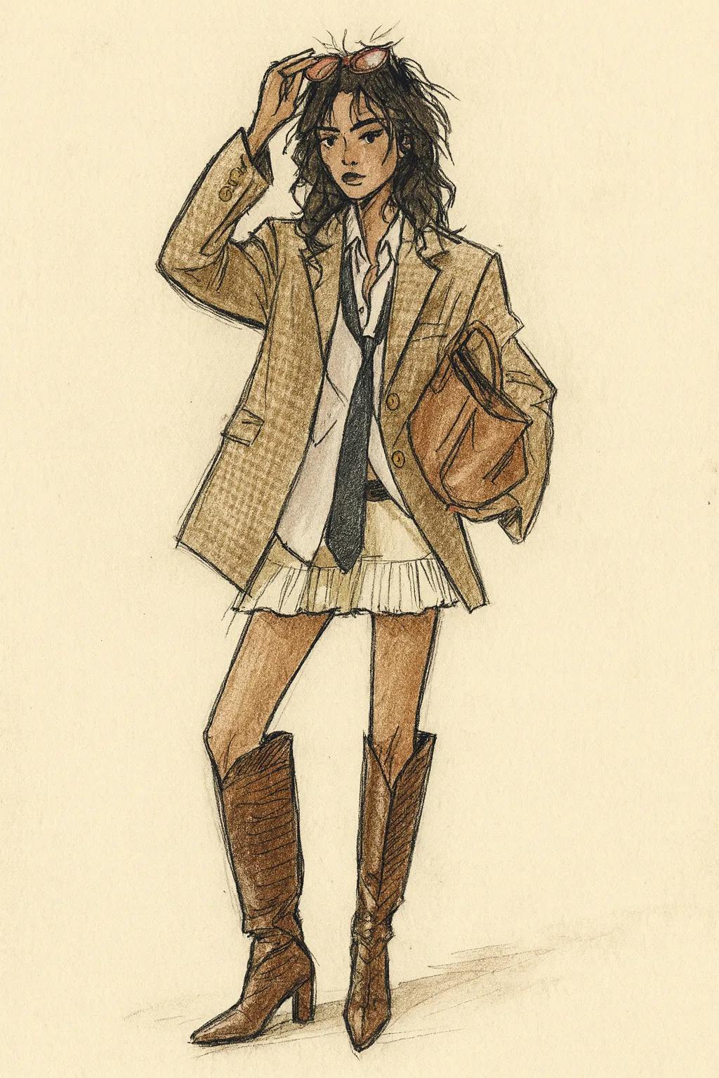 Fashion Magazine Sketch Illustration AI generated image example