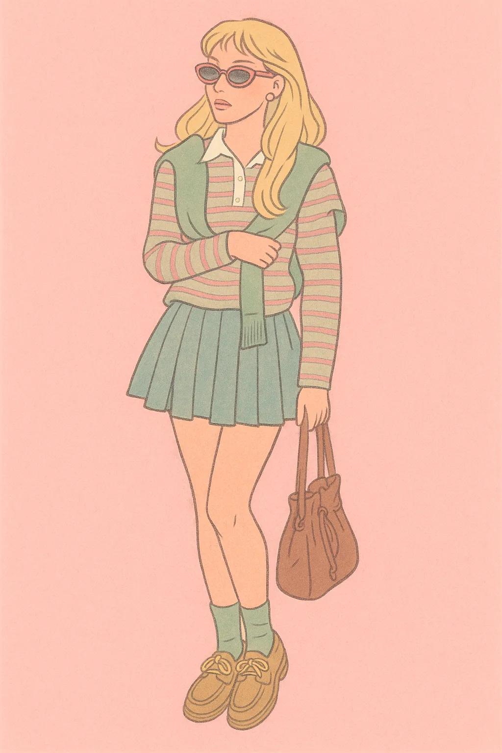 Retro Pastel Poster Illustration AI generated image example