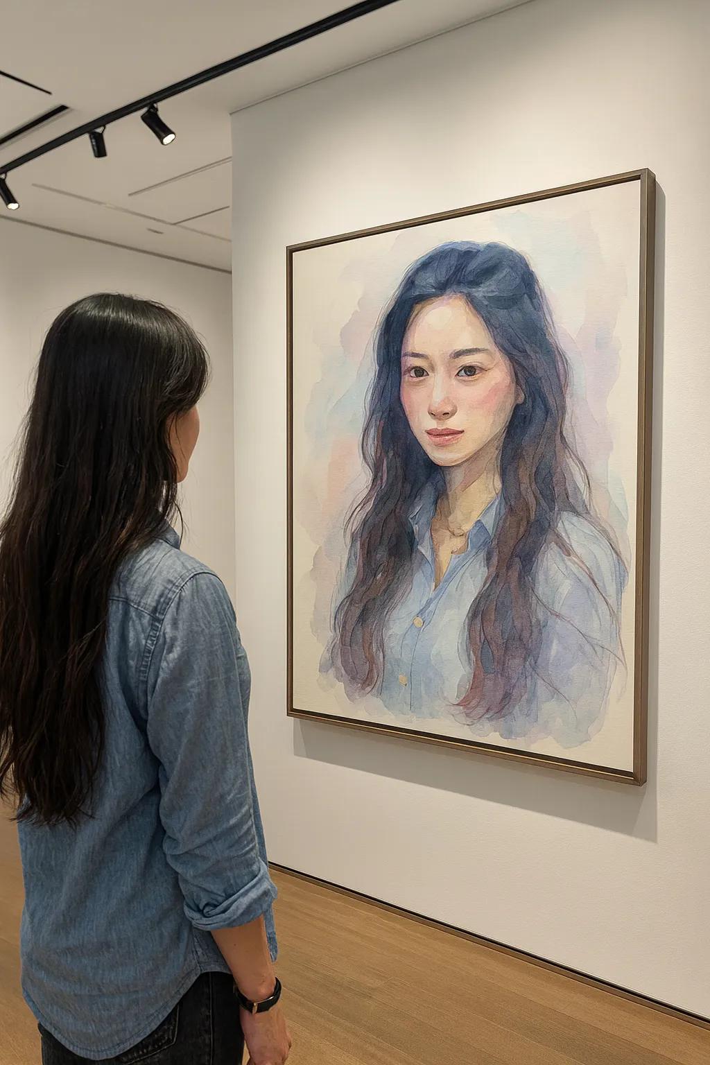 Gallery Watercolor Portrait Painting of Myself AI generated image example