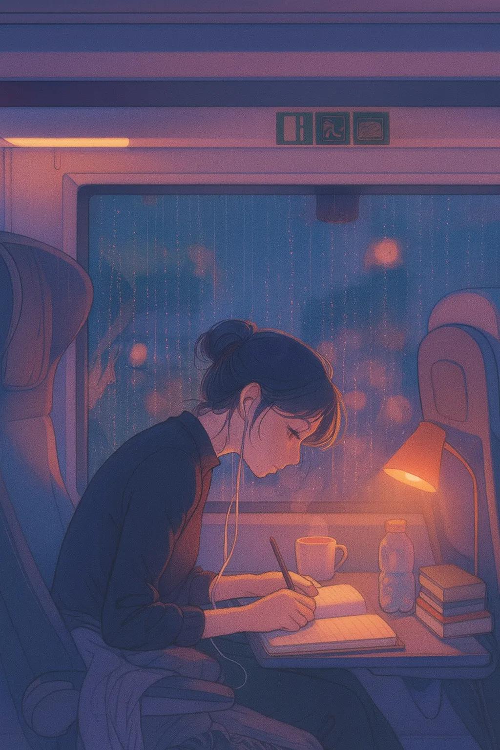 Rainy Evening Lofi Aesthetic Illustration AI generated image example