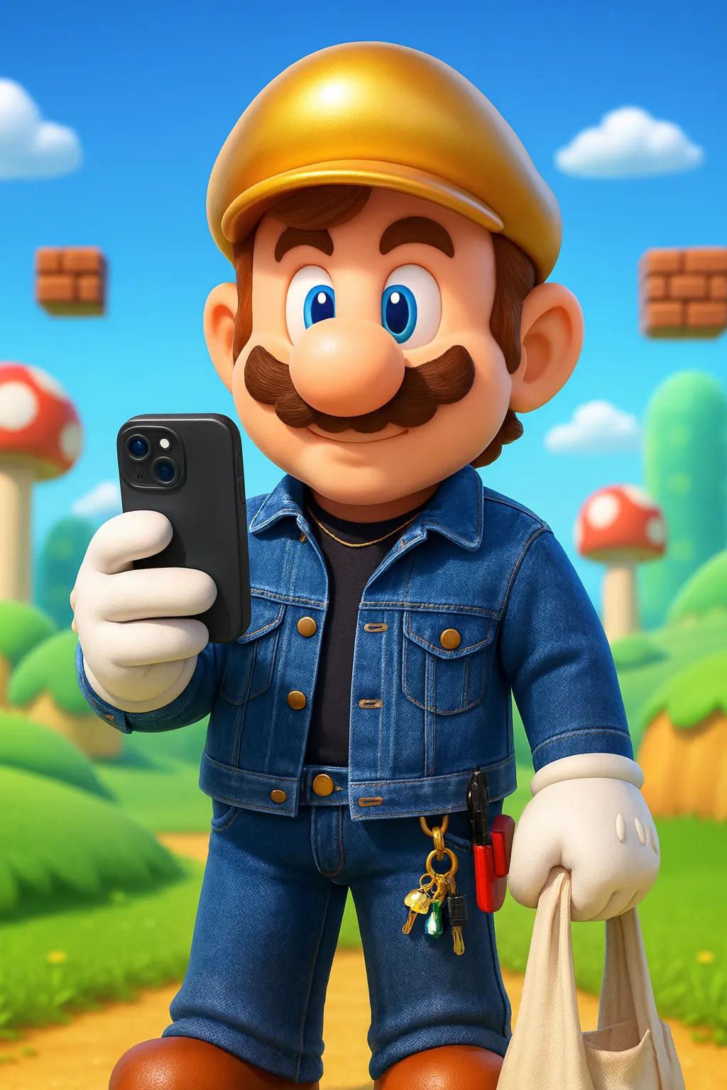 Super Mario Video Game Character AI generated image example