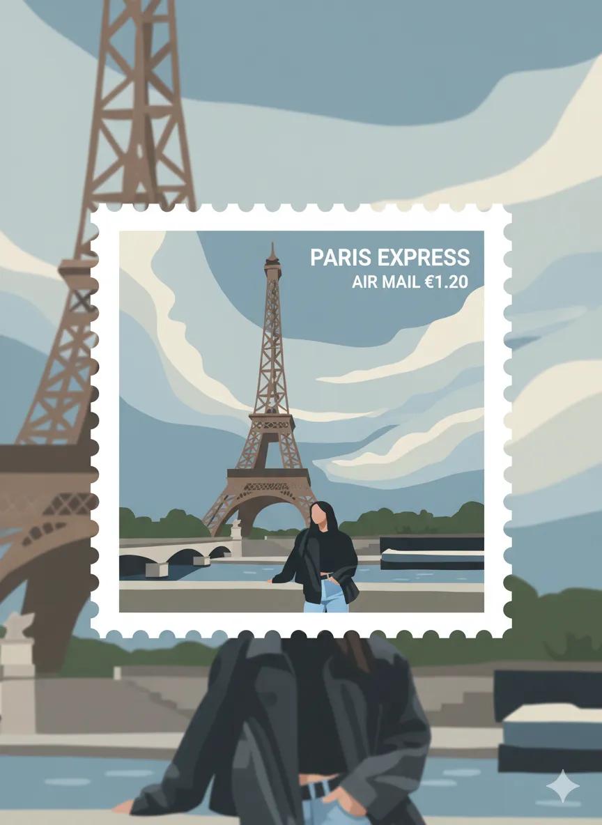 Travel Postage Stamp AI generated image example