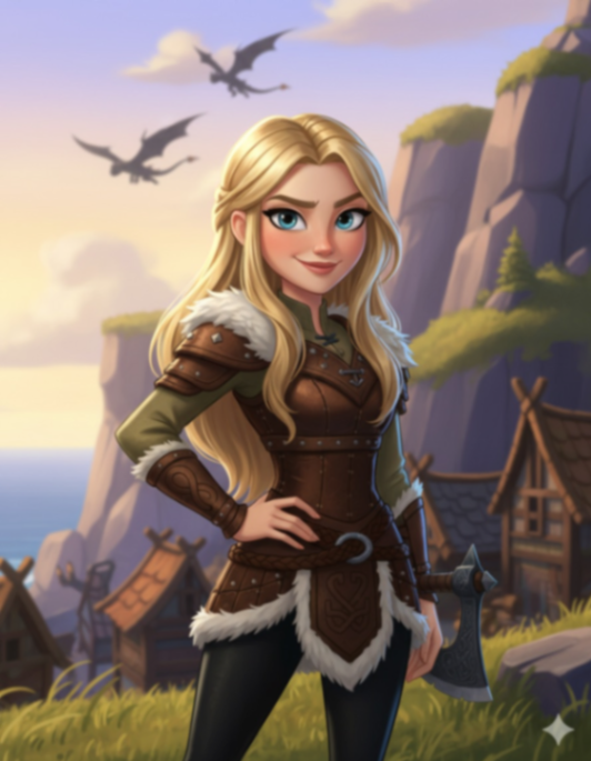Astrid from How to Train Your Dragon Cartoon Character AI generated image example