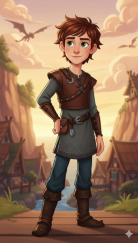 Hiccup from How to Train Your Dragon Cartoon Character AI generated image example
