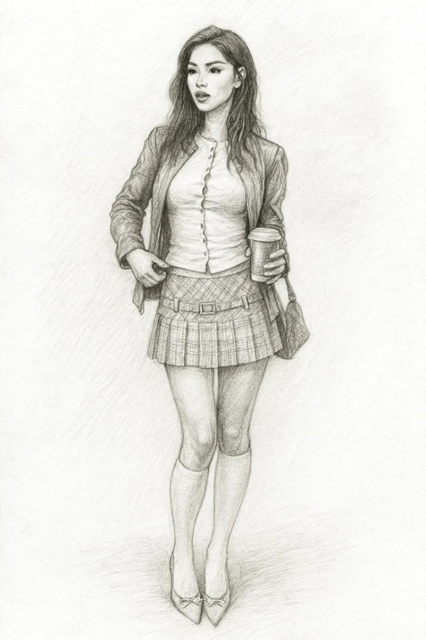 Pencil-drawn Sketch Illustration AI generated image example