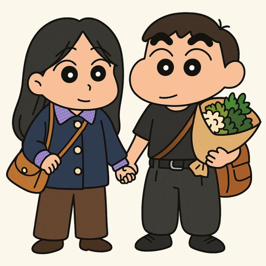 Couple Crayon Shin-chan Character AI generated image example