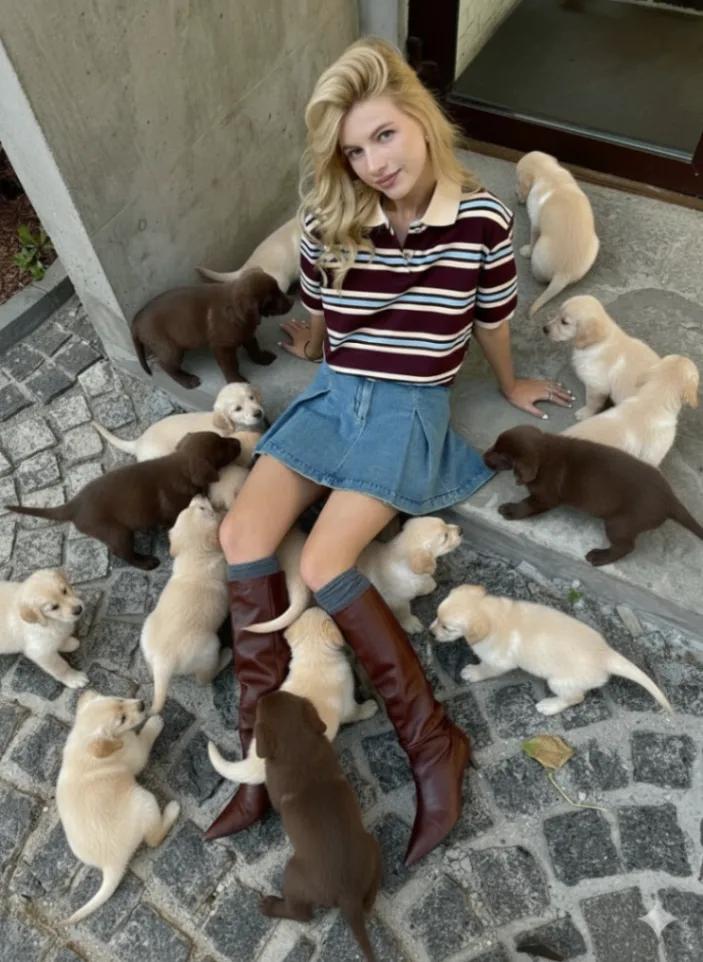 Puppies everywhere (Add dogs to your photo) AI generated image example