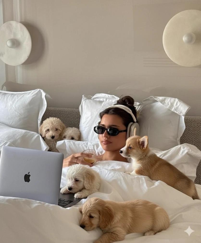 Puppies Everywhere (That fits the vibe of the image) AI generated image example
