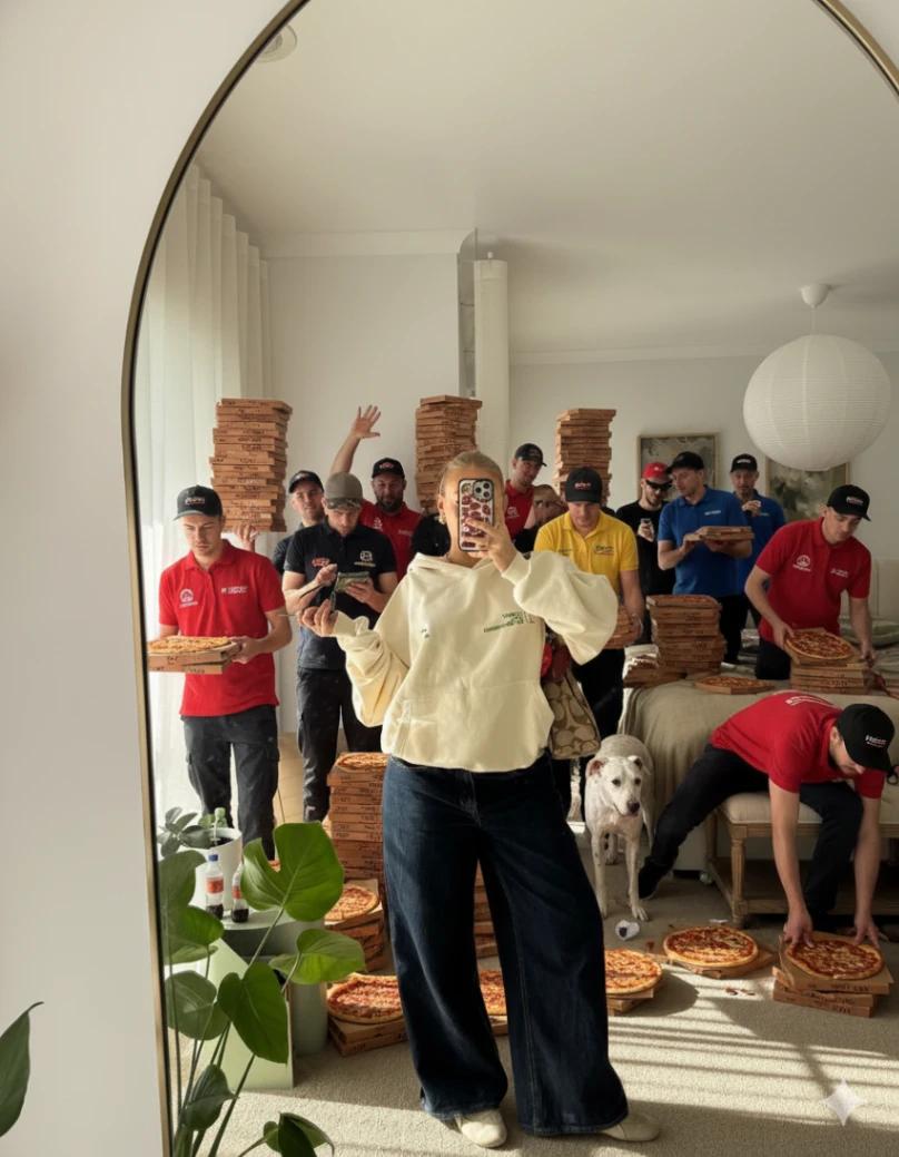 Mirror Reflection (Pizza Delivery Army) AI generated image example