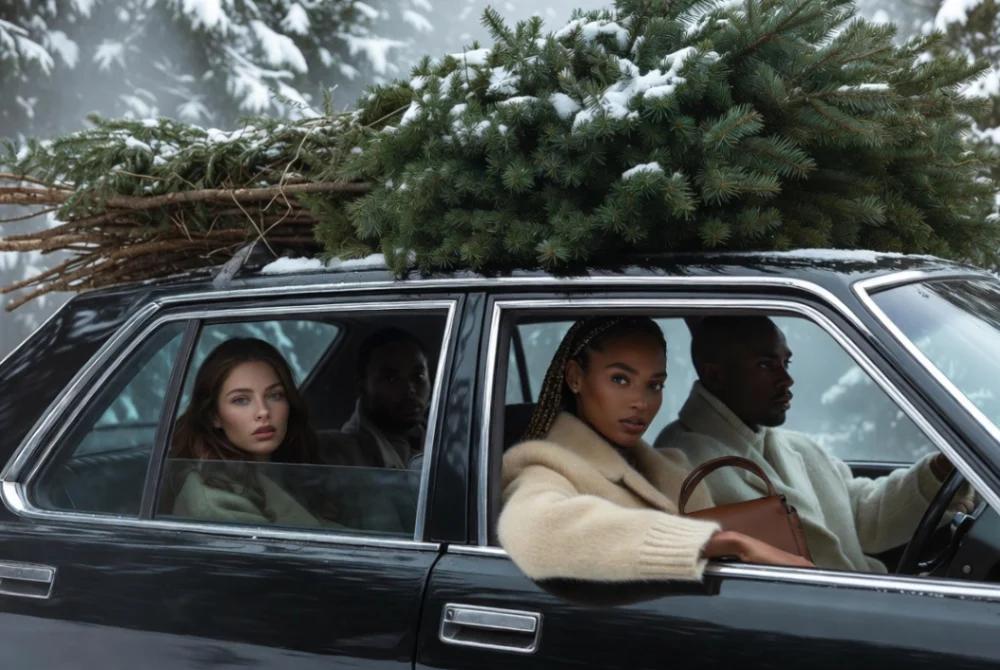 High Fashion Winter Road Trip Scene AI generated image example