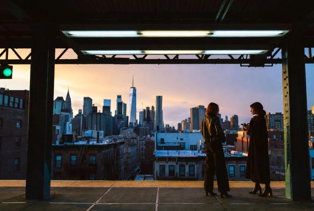 NYC Subway Platform Sunset Scene AI generated image example