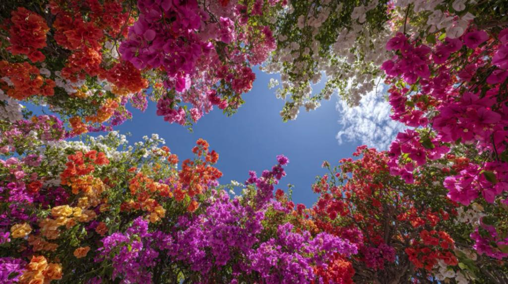 Flower Blossom Above Scene AI generated image example