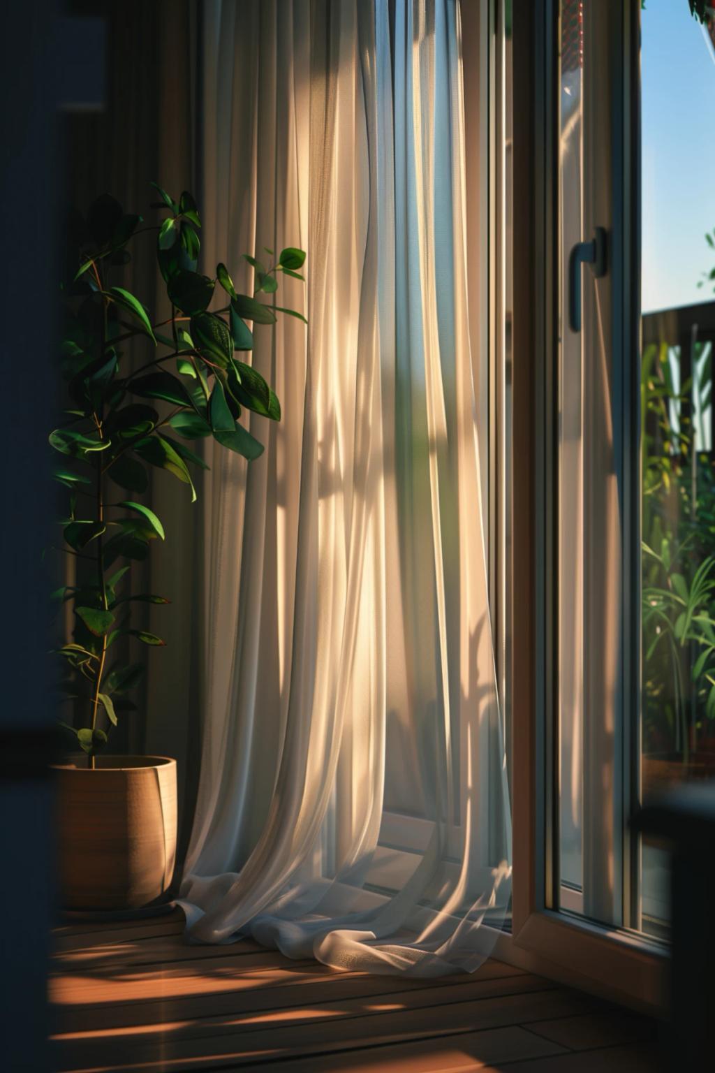 Open Balcony Door at Golden Hour Scene AI generated image example