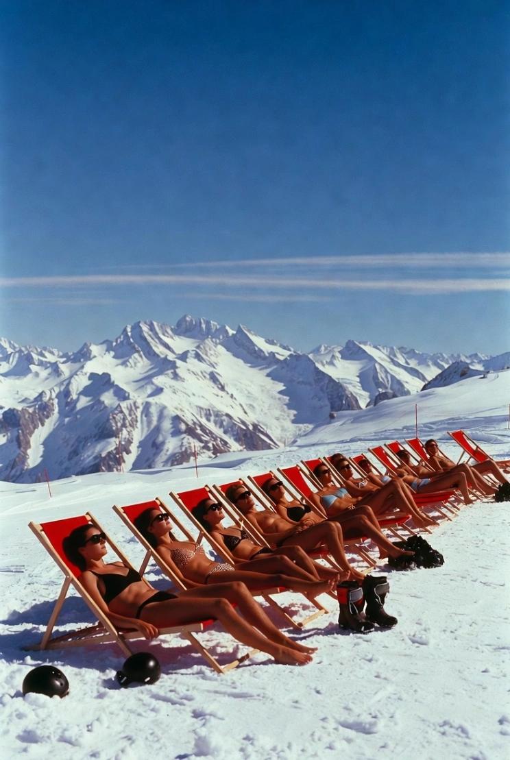 Ski Resort Sunbathing Scene AI generated image example
