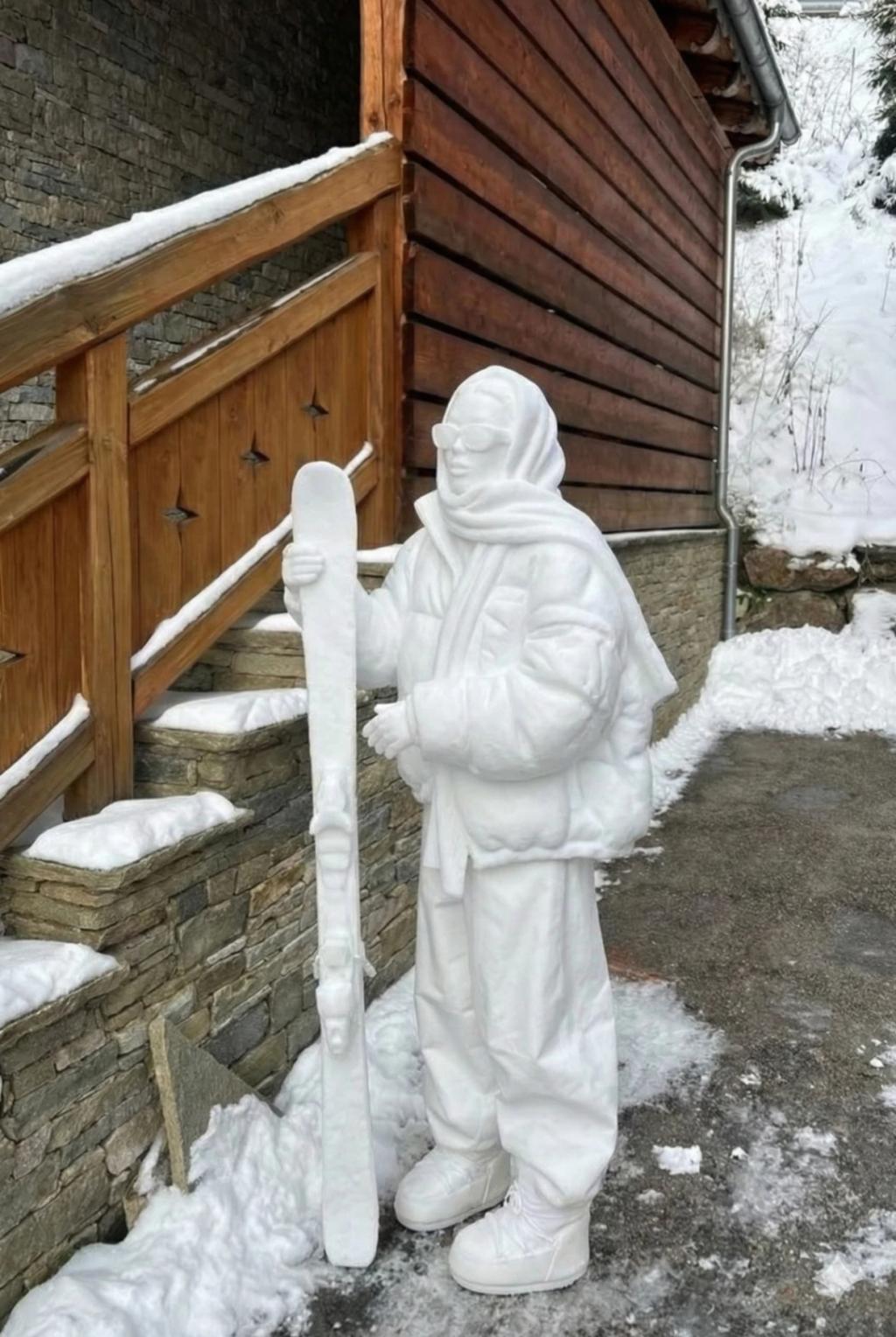 Human-Shaped Snow Sculpture AI generated image example