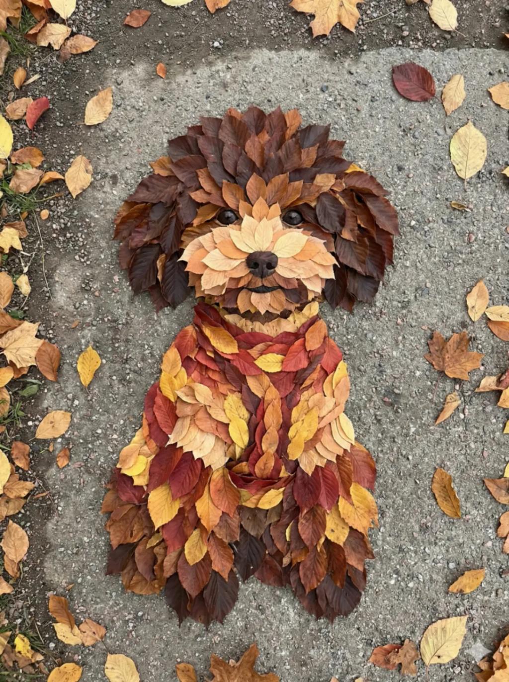 Fall Leaf Character Arrangement AI generated image example