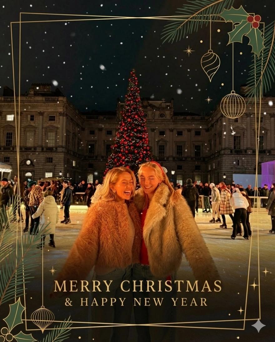 Warm Christmas Magazine Editorial Postcard AI generated image example