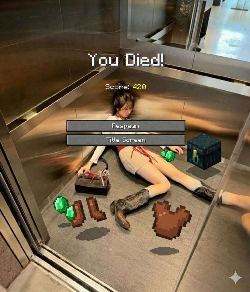 Minecraft 'You Died!' Screen AI generated image example