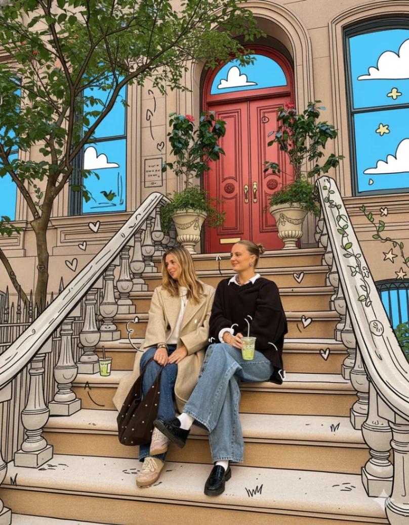 Mixed Media Illustration Background With Hand-drawn Cartoon Overlay AI generated image example