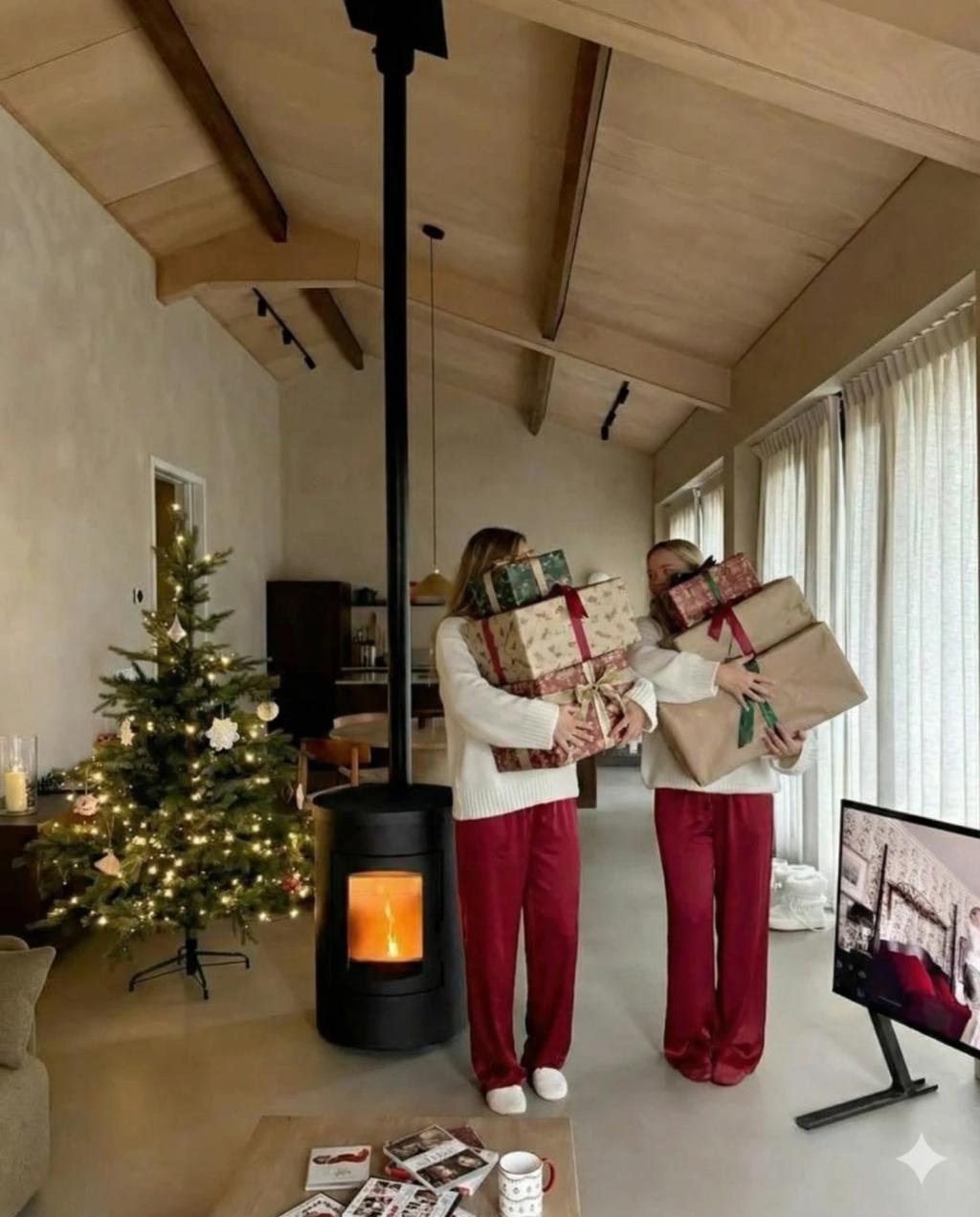 People Holding Multiple Large Gift Boxes AI generated image example