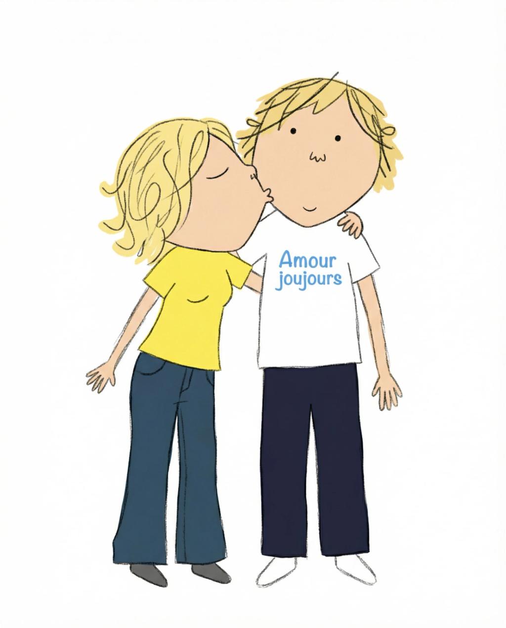 Couple Charlie & Lola Character Illustration Transformation (Kiss on the Cheeks) AI generated image example
