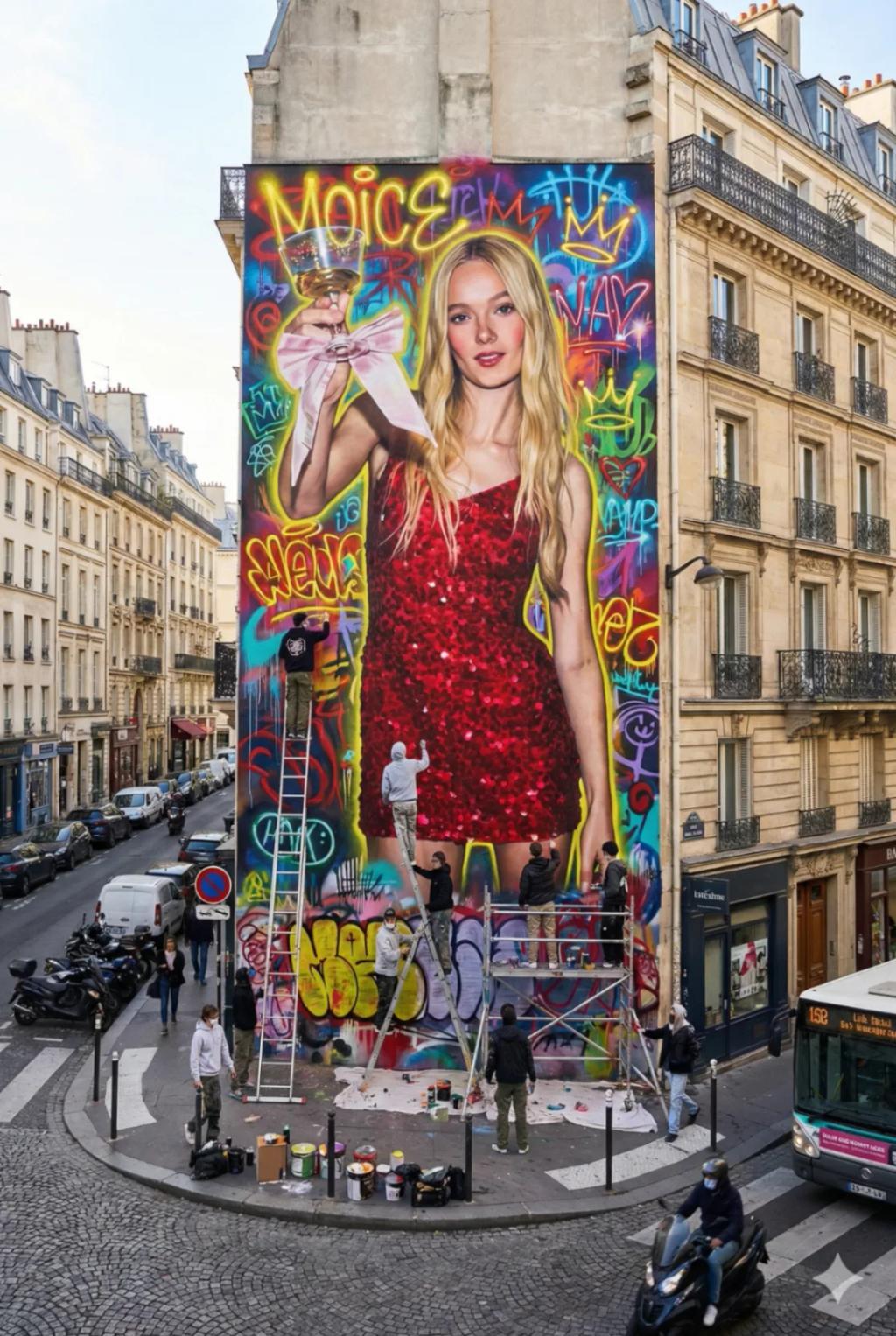 5-Story Building Graffiti AI generated image example