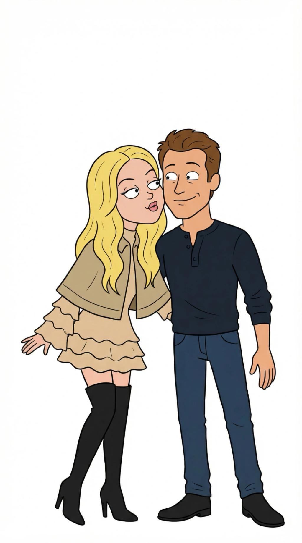 Couple Lizzie McGuire Cartoon Character Transformation (Kiss on the Cheeks) AI generated image example