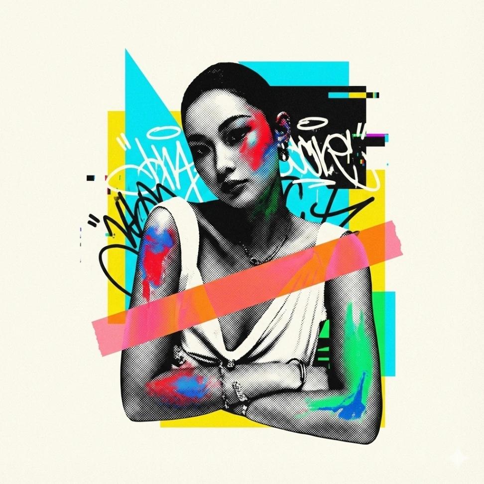 Modern Mixed Media Editorial Illustration AI generated image example