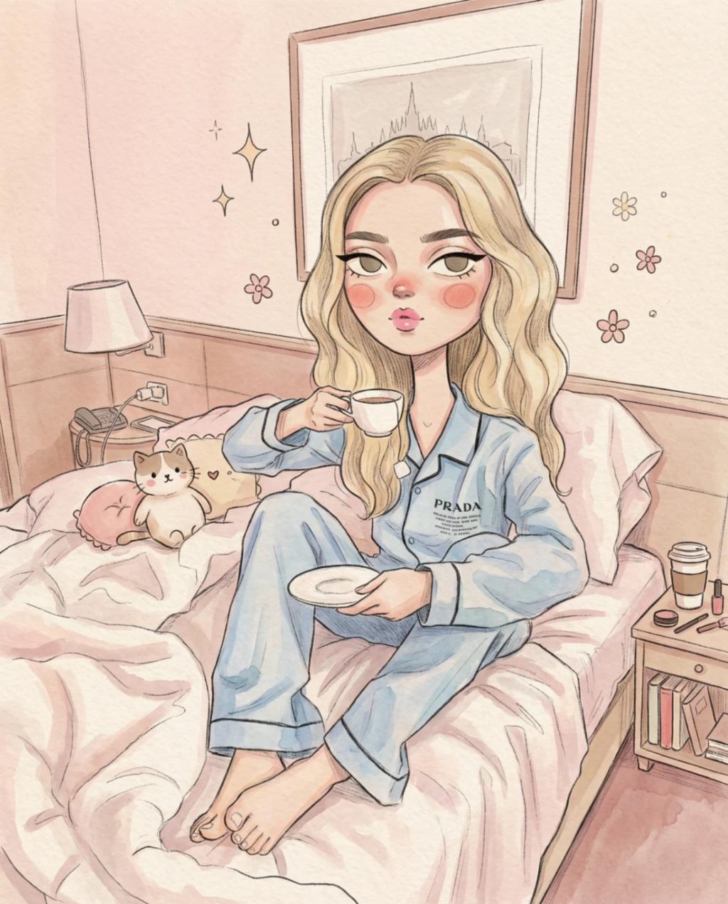 Cozy Dollhouse Watercolor Illustration AI generated image example