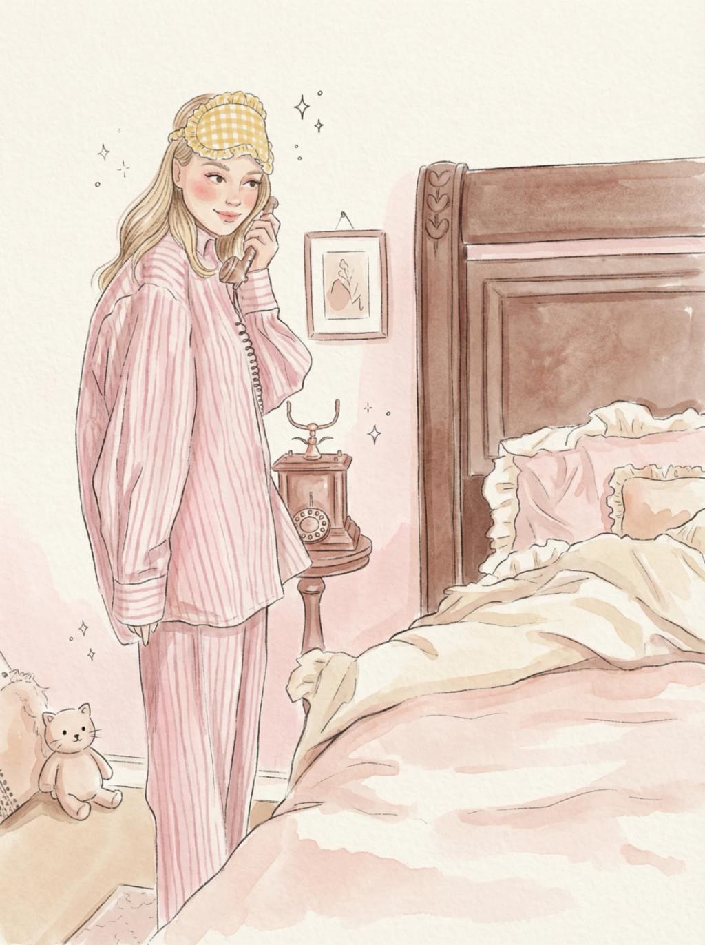 Soft-Glam Lifestyle Watercolor Illustration AI generated image example
