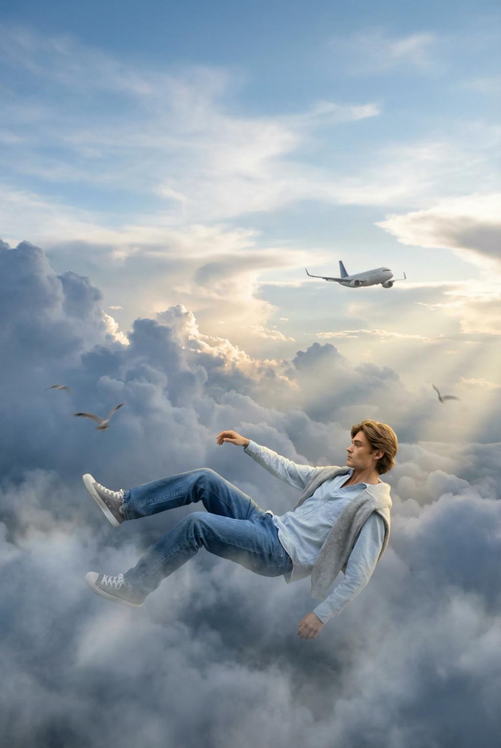 Suspended Above the Clouds (I’m flying) AI generated image example