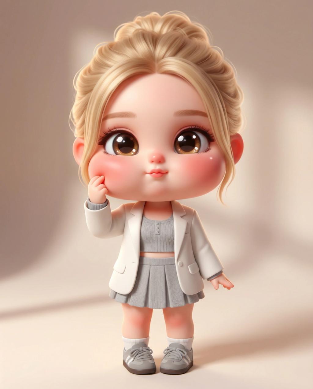 Cute "Pinch Cheek" Chibi Baby Figure AI generated image example