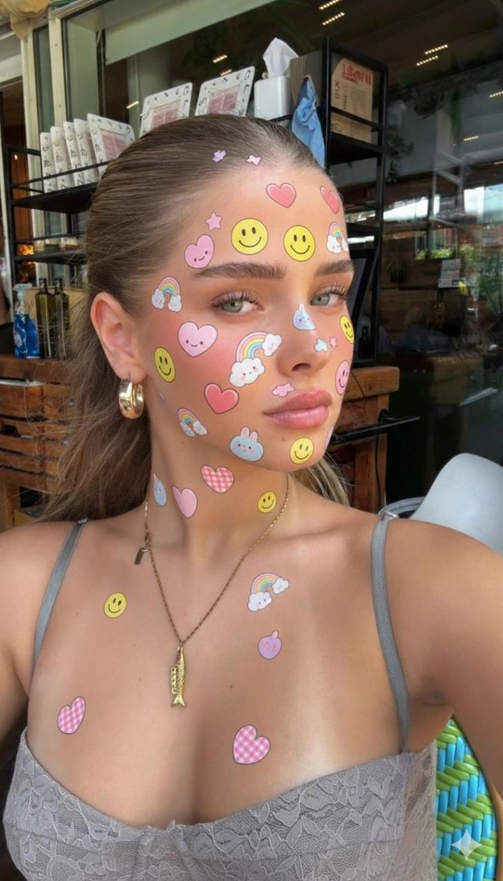 Sticker Scattered Across The Face AI generated image example