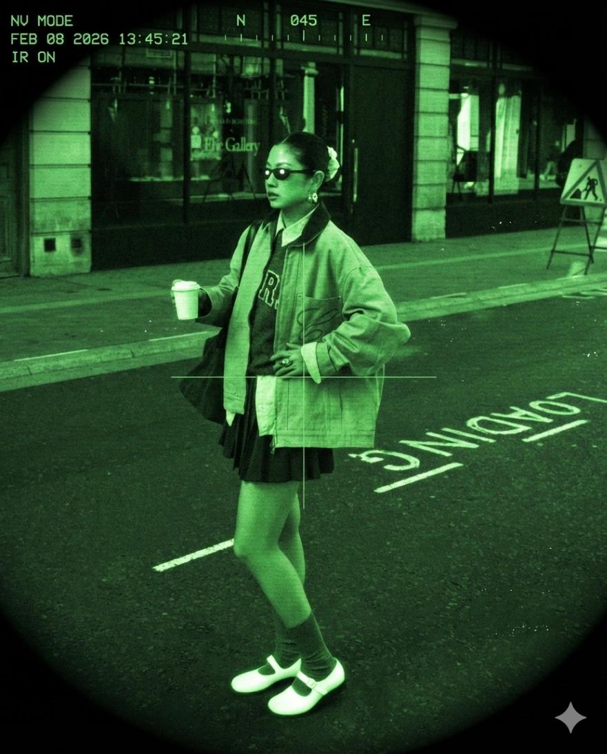 Green-Tinted Night Vision Surveillance Effect AI generated image example