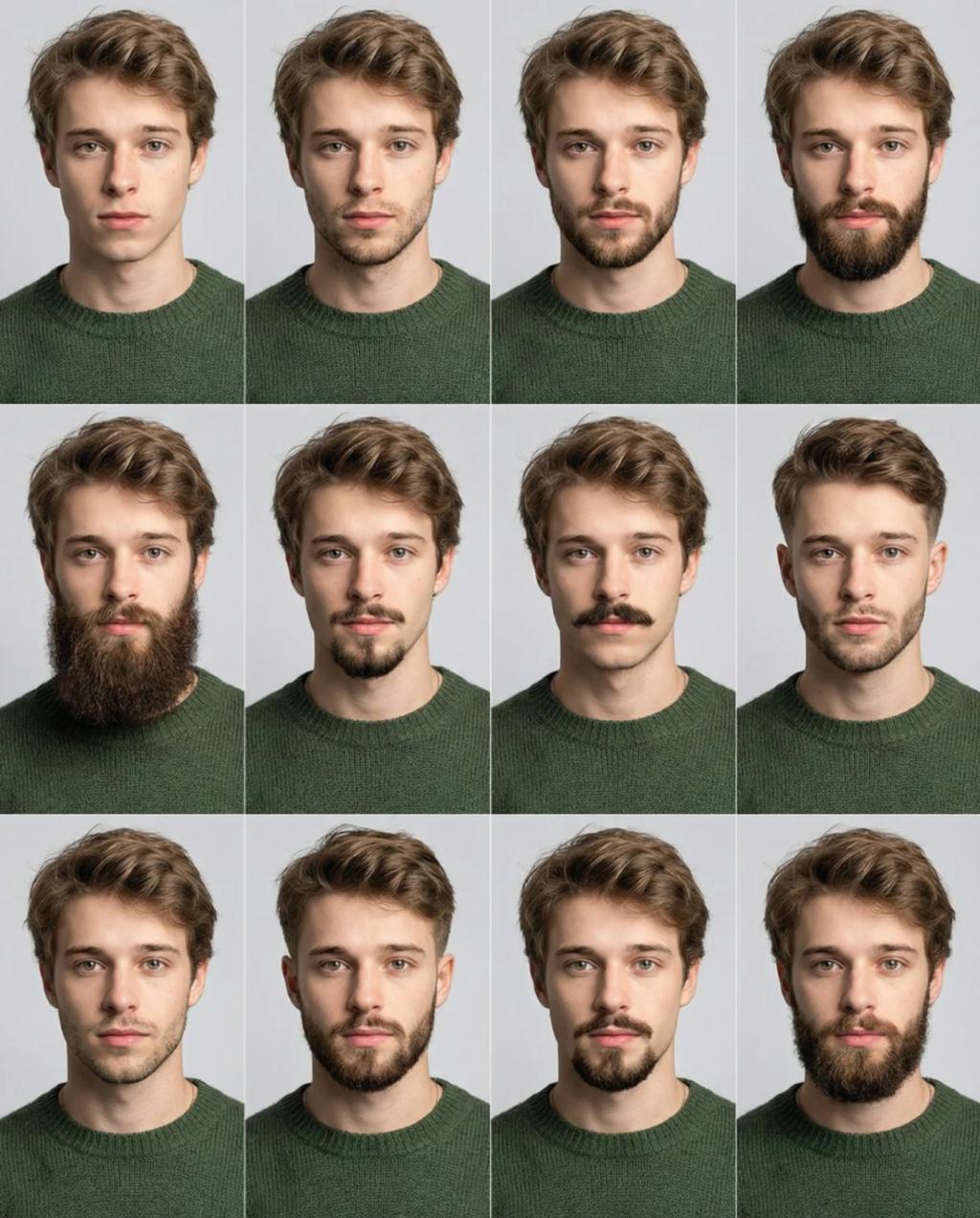 Facial Hair Try-On Grid 12 Styles (Men) AI generated image example