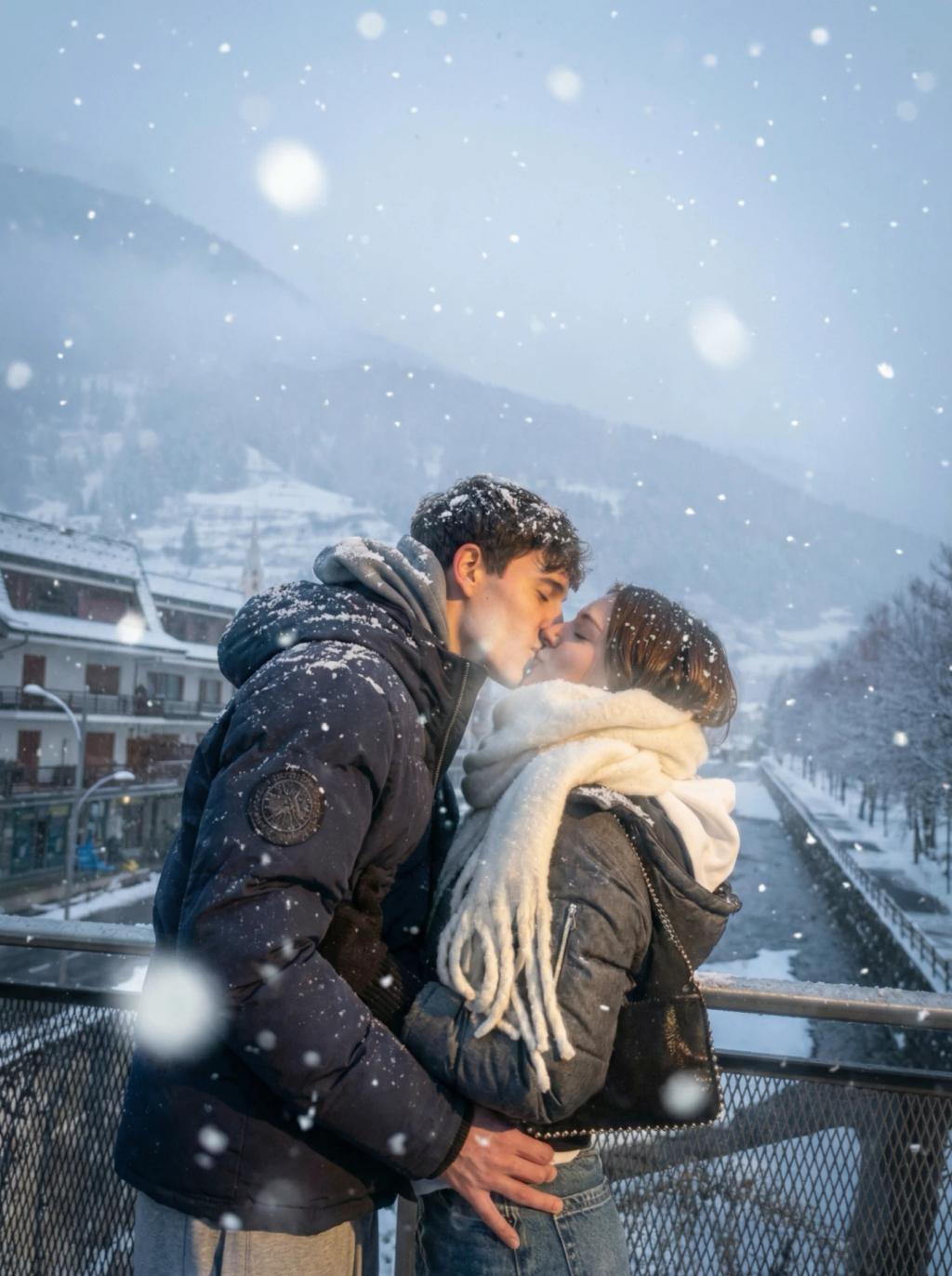 Soft K-Drama Snow Scene Effect Filter AI generated image example
