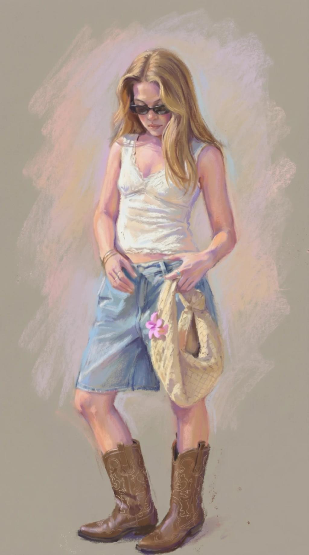 Soft Chalk Pastel Portrait Illustration (Degas-Inspired) AI generated image example