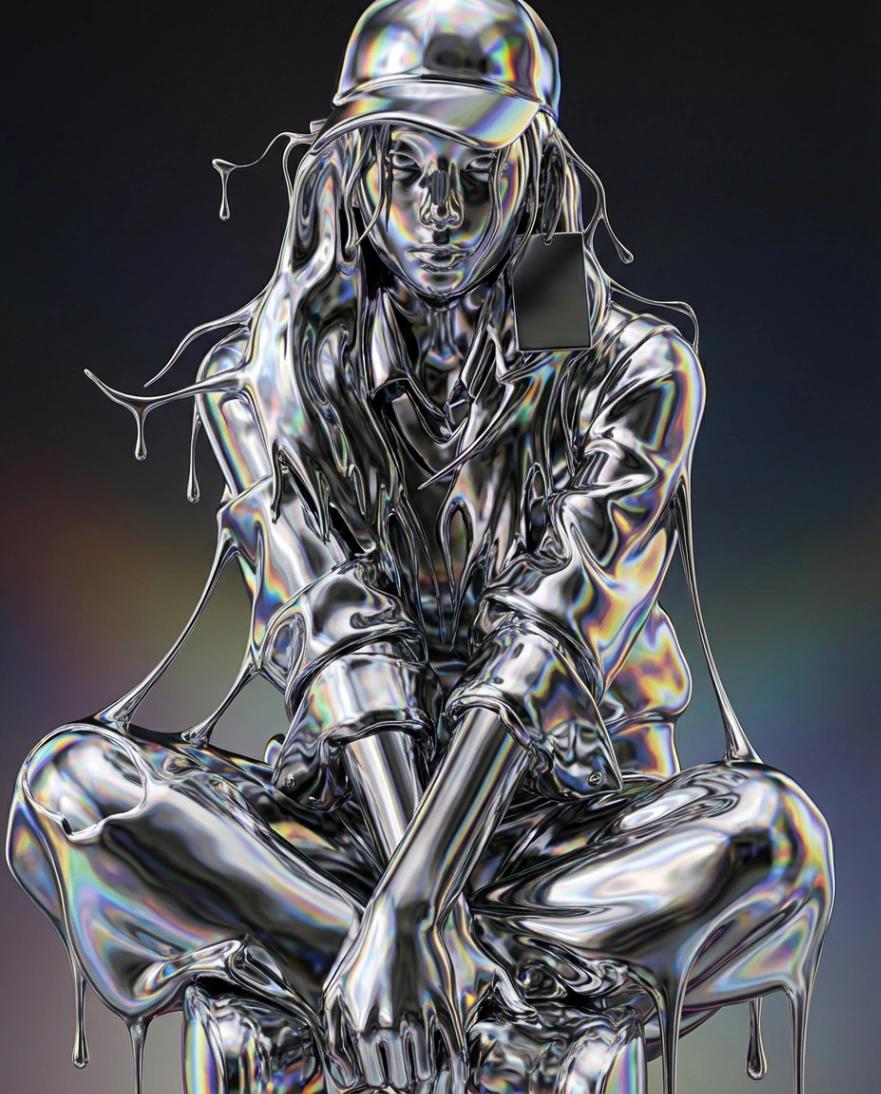 Liquid Chrome Metallic Effect AI generated image example