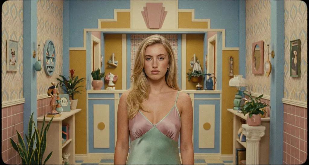 Wes Anderson Pastel Symmetry AI generated image example