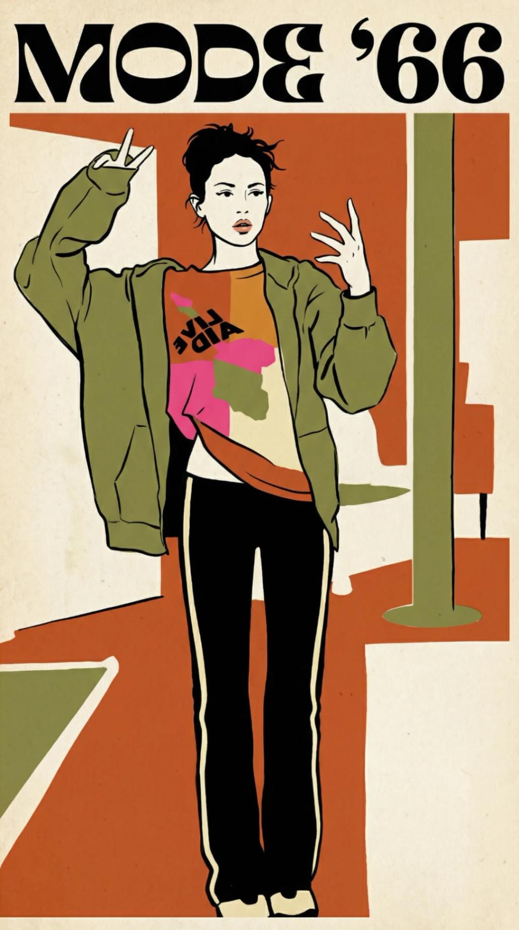 Retro 1960s Fashion Illustration AI generated image example