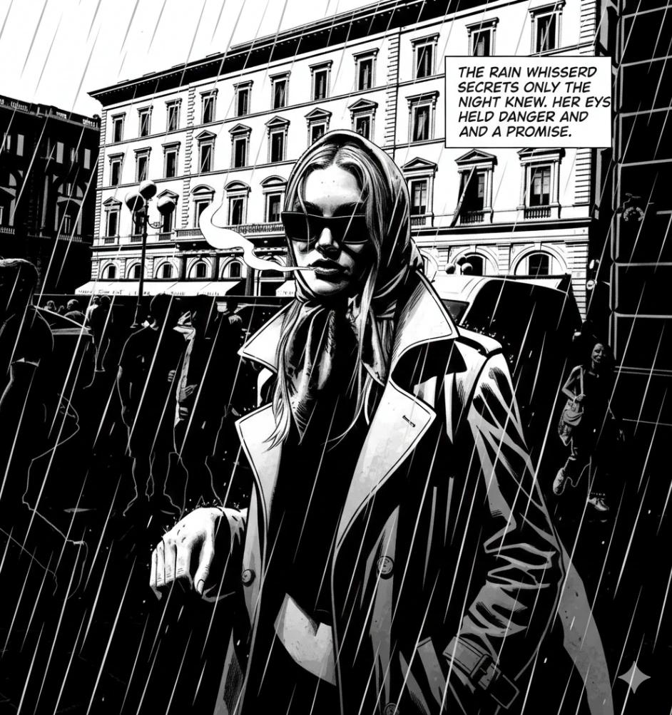 Noir Detective Graphic Novel AI generated image example